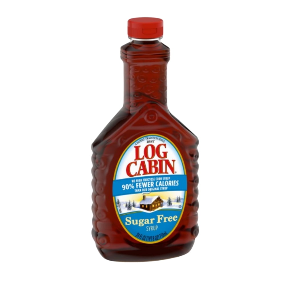 Log Cabin Sugar Free Syrup, 24 FL oz (2 pack) and 8in Silicone Spatula (Color Varies)