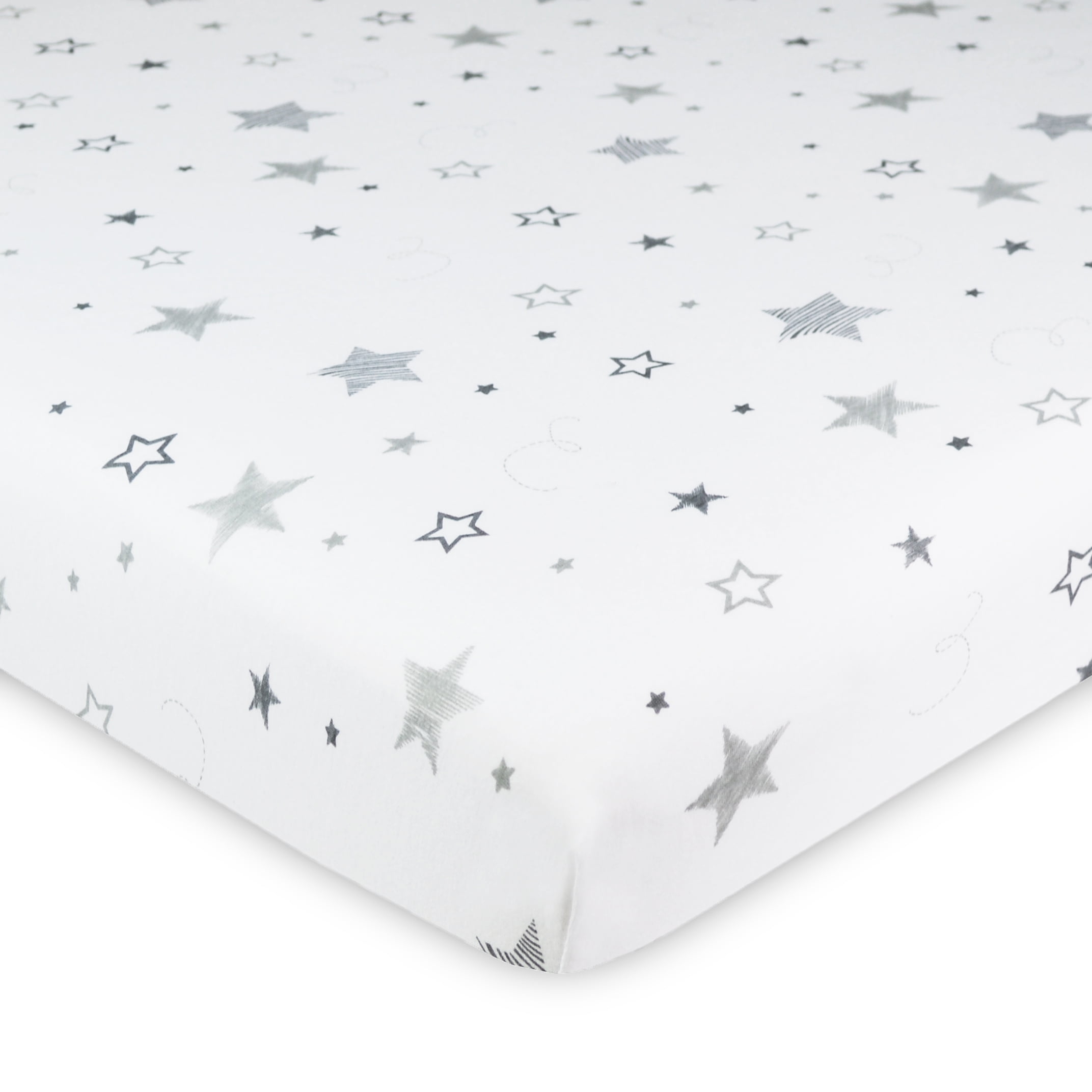 American Baby Co. Cotton Jersey Knit Fitted Portable/MiniCrib Sheet, Grey Super Stars