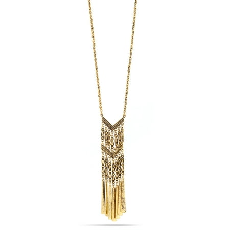 Porcelain Vintage Necklace - TAZZA WOMEN'S OXIDIZED ANTIQUE LOOK VINTAGE BOHO STYLE GOLD-TONE TASSEL LONG NECKLACE #SWR-CP5918 A GLD