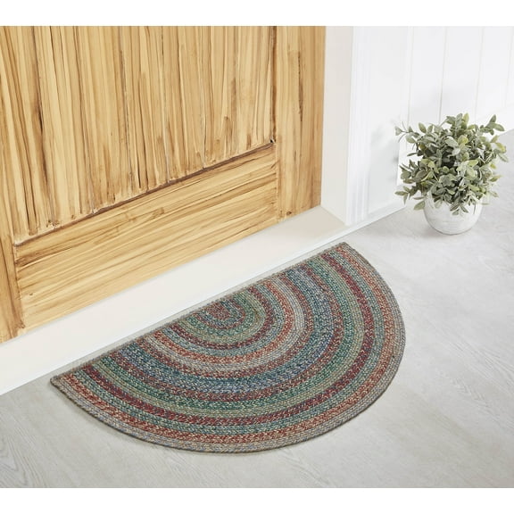 VHC Brands Multi Jute Rug Half Circle w/Pad 19.5x36