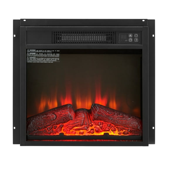 18 Inch Electric Fireplace Insert with Remote Control, Fireplace Heaters with Log Set and Adjustable 3 Flame Intensities, Freestanding Electric Stove for Home Decor, 1400W 120V, Black