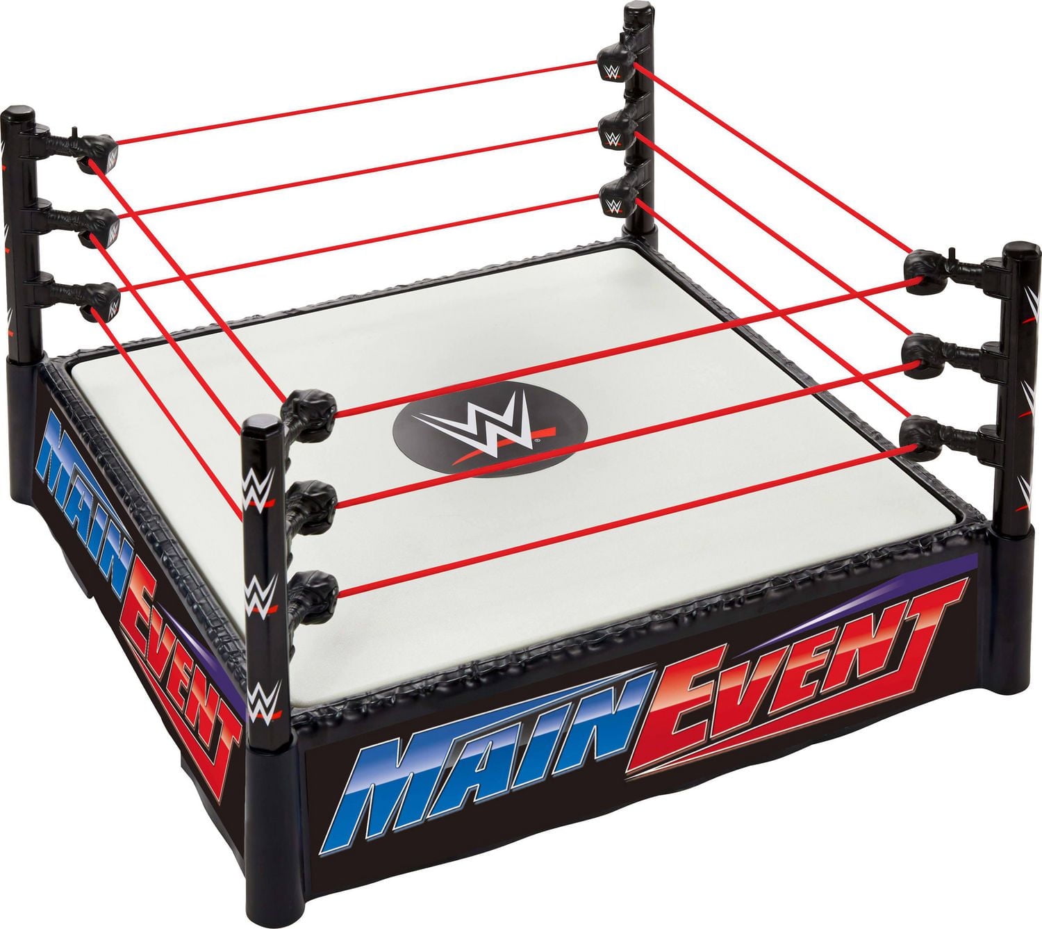 WWE Superstar Ring with Labels for Main Event & RAW, Spring-Loaded with Elastic Ring Ropes, Ages 6Y+