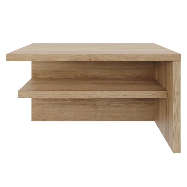Camden Extension Nightstand in light wood finish featuring a floating design with an open shelf and right side panel