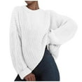 thumbnail image 2 of Hrsba Pullover Sweaters for Women Solid Color Crew Neck Long Sleeve Fashion Knit Sweater for Fall Winter, 2 of 5