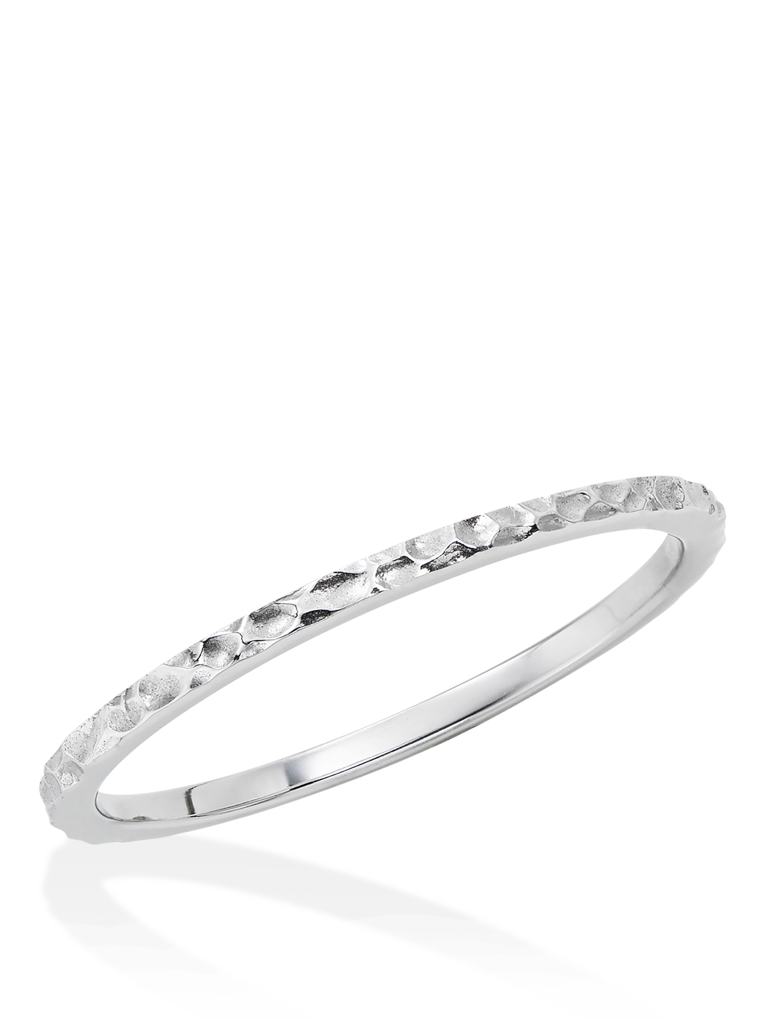 14k White Gold Hammered Thin Band Ring