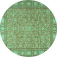 thumbnail image 1 of Ahgly Company Machine Washable Indoor Round Persian Turquoise Blue Traditional Area Rugs, 6' Round, 1 of 4