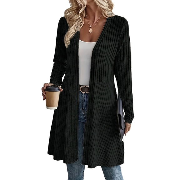 Enjoytime Cardigan for Women Open Front Long Sleeve Long Cardigans Fall Winter Warm Cozy Casual Ribbed Knit Sweater Coat
