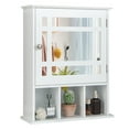 thumbnail image 1 of Gymax Armoire à Pharmacie Murale avec Miroir et Rangement Ouvert et Fermé, Blanc, 1 of 10