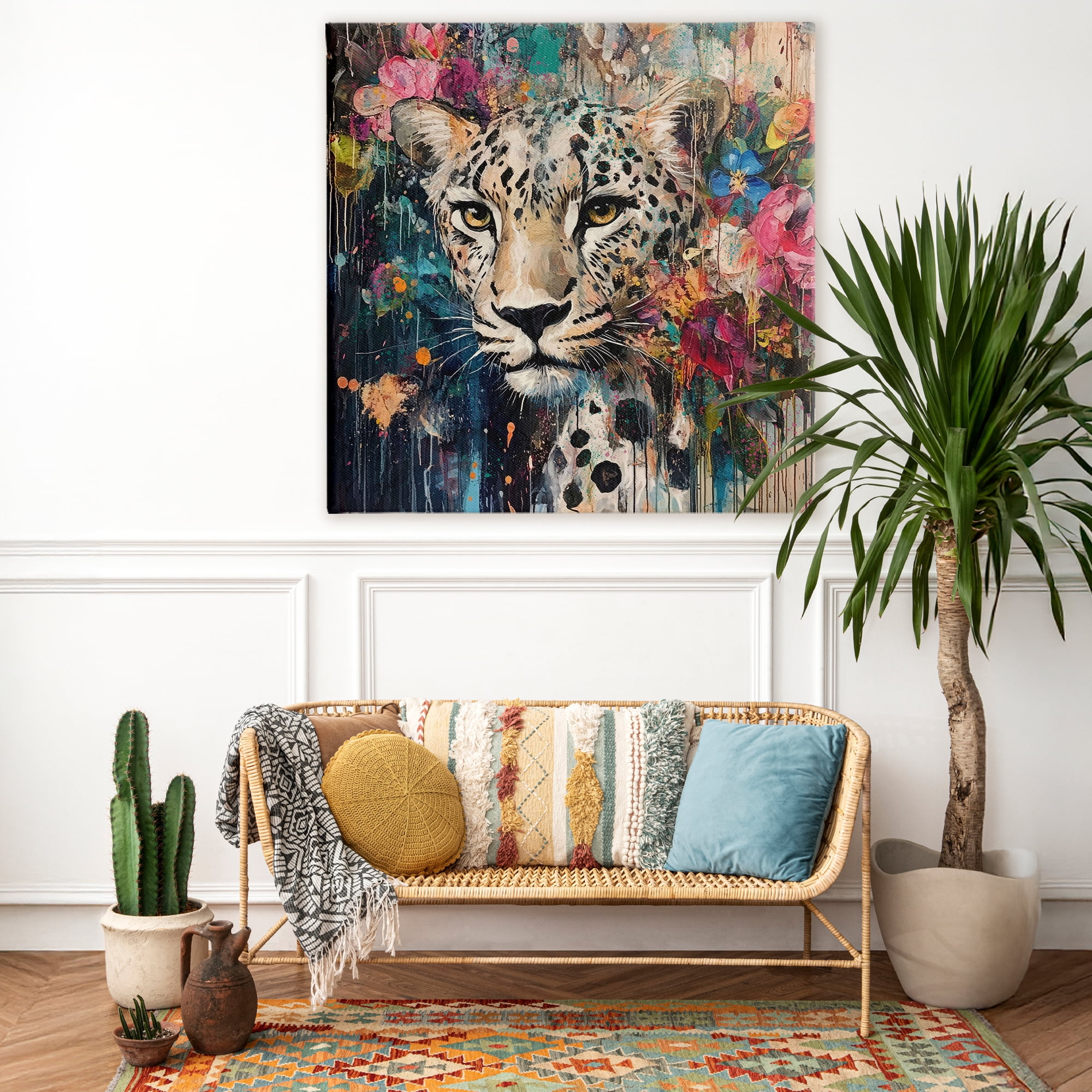 Stupell Industries Cheetah & Exotic Blooms Canvas Wall Art, design by Marta Wiley