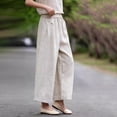 thumbnail image 7 of YuXingFu Womens Cropped Paperbag Stretch Waist Cropped - Shirred Stretch Denim Beach Beige XXXXL, 7 of 7
