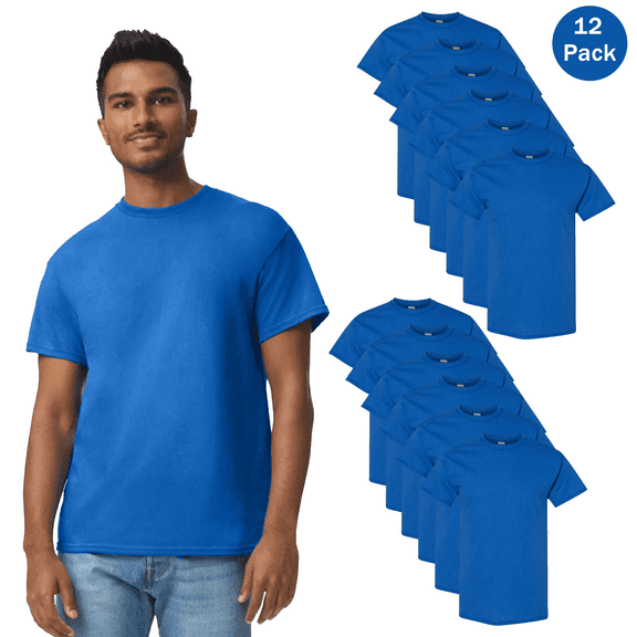 Gildan Short Sleeves T-Shirt for Men, Royel Pure Heavy Cotton Casual Tee, 12 Pack, S