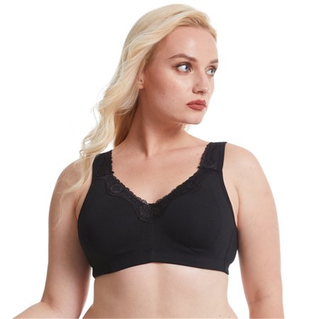 

Women Unlined Wirefree Bra Lace Trim Splicing Seamless Full Coverage Underwear