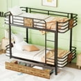 thumbnail image 3 of Bellemave Bunk Bed Twin XL Over Twin XL, Metal Bunk Bed with Storage Drawers, Modern Industrial Bunk Bed for Teens（Black)), 3 of 8