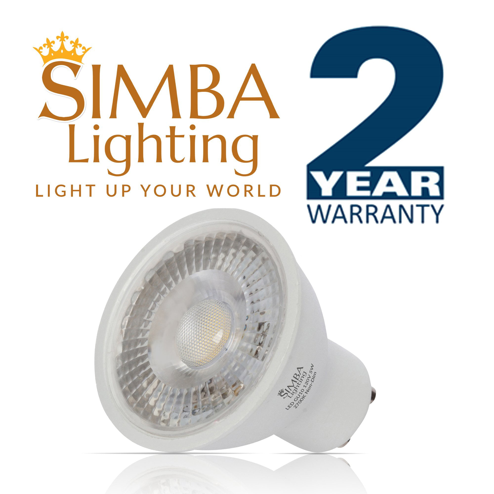 Simba Lighting LED GU10 5W 50W Replacement Spot Light Bulb 120V Twist Base  Non-Dimmable 2700K 6-Pack