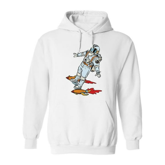 Space Rocket Skateboard  Hoodie Men -Image by Shutterstock, Male Large