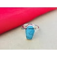 thumbnail image 3 of Solid 925 Sterling Silver Coffin Ring, Natural Turquoise Blue Gemstone Statement Ring, Unique December Birthstone Handcrafted Ring For Her/Him, 3 of 4
