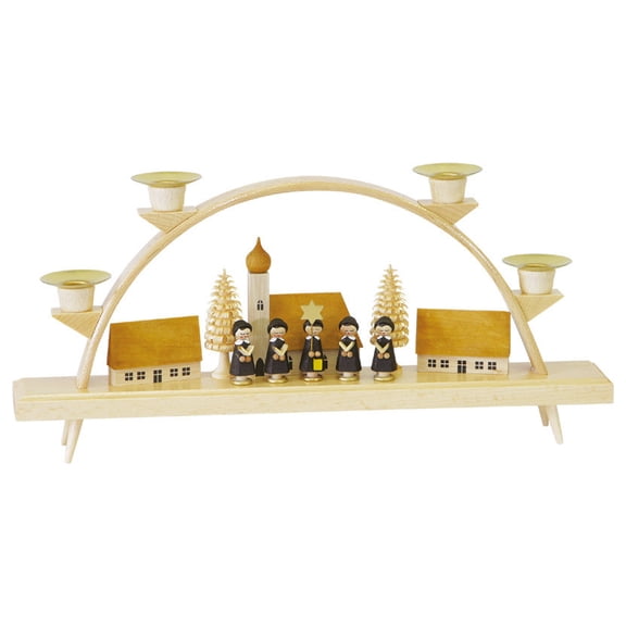 German candle arch Carolers, small village, length 32 cm / 19 inch, natural, original Erzgebirge by Richard Glaesser Seiffen