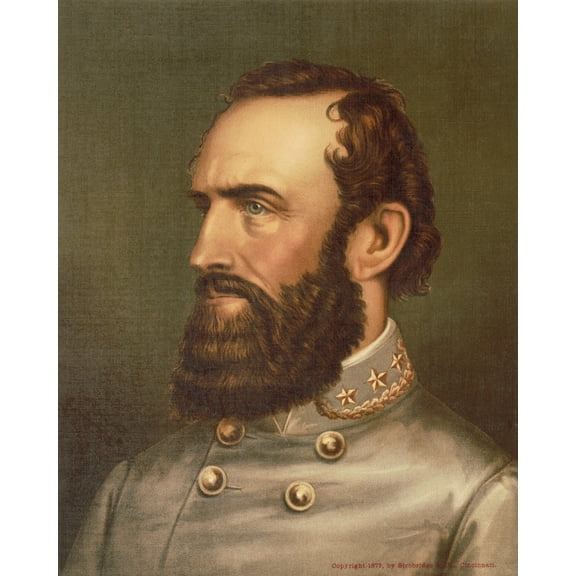 Print: Stonewall Jackson, Bust Portrait, Facing Left, Wearing Military