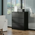 thumbnail image 3 of 3-Drawer Lateral File Cabinet Black Metal Filing Cabinet Locking Storage with Lock for Home Office Legal/Letter/A4/F4 Size Documents, 3 of 8