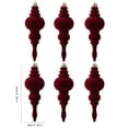 thumbnail image 2 of 2026 Christmas Indoor Decoration Flocked Finial Christmas Tree Ornaments 6Pcs Vintage Hanging Spire Drop Baubles Assorted Shapes For Xmas Party Decor, 2 of 7