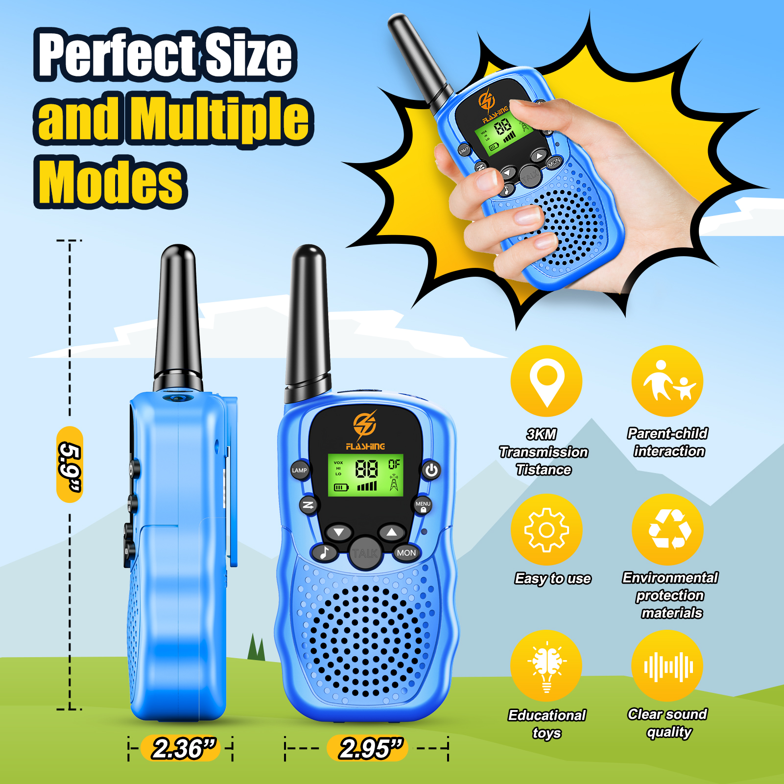ATOPDREAM Kids Walkie Talkies 3-Pack photo 8