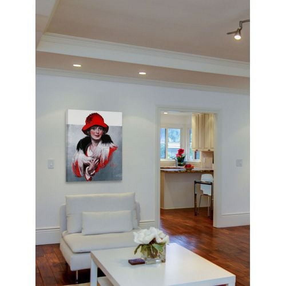"Woman in Red Hat" Painting Print on Wrapped Canvas