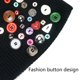 thumbnail image 3 of Gorro de punto con botones de colores, gorros de calavera con botones Y2K para mujer y hombre, gorros cálidos para exteriores e invierno, 3 of 6