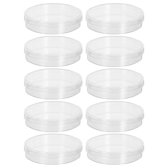 10 placas de Petri con tapa, transparentes, para cultivo de células y tejidos. Material de laboratorio.