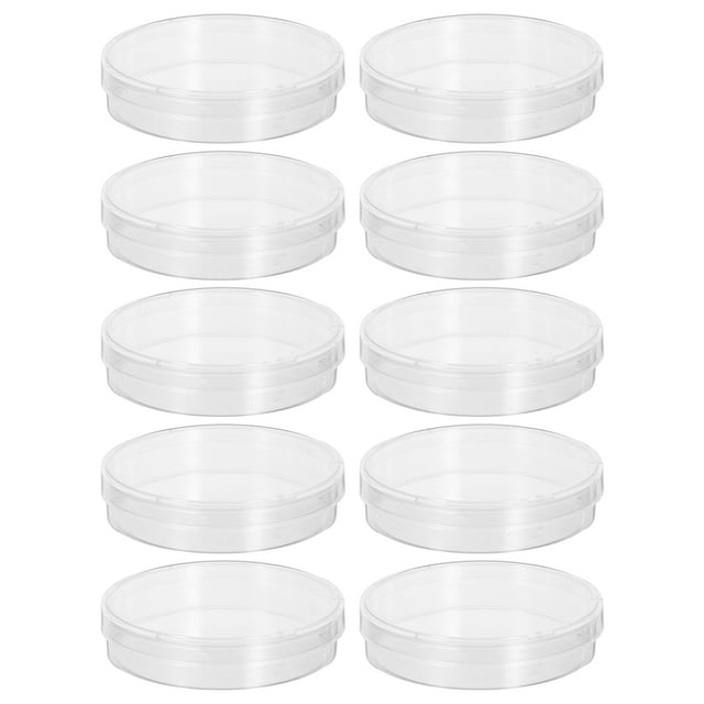 10 placas de Petri con tapa, transparentes, para cultivo de células y tejidos. Material de laboratorio.