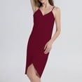 thumbnail image 2 of Ladies Sling Midi Dress Asymmetric Solid Color Slim Fit Backless Vacation Outfit, 2 of 9