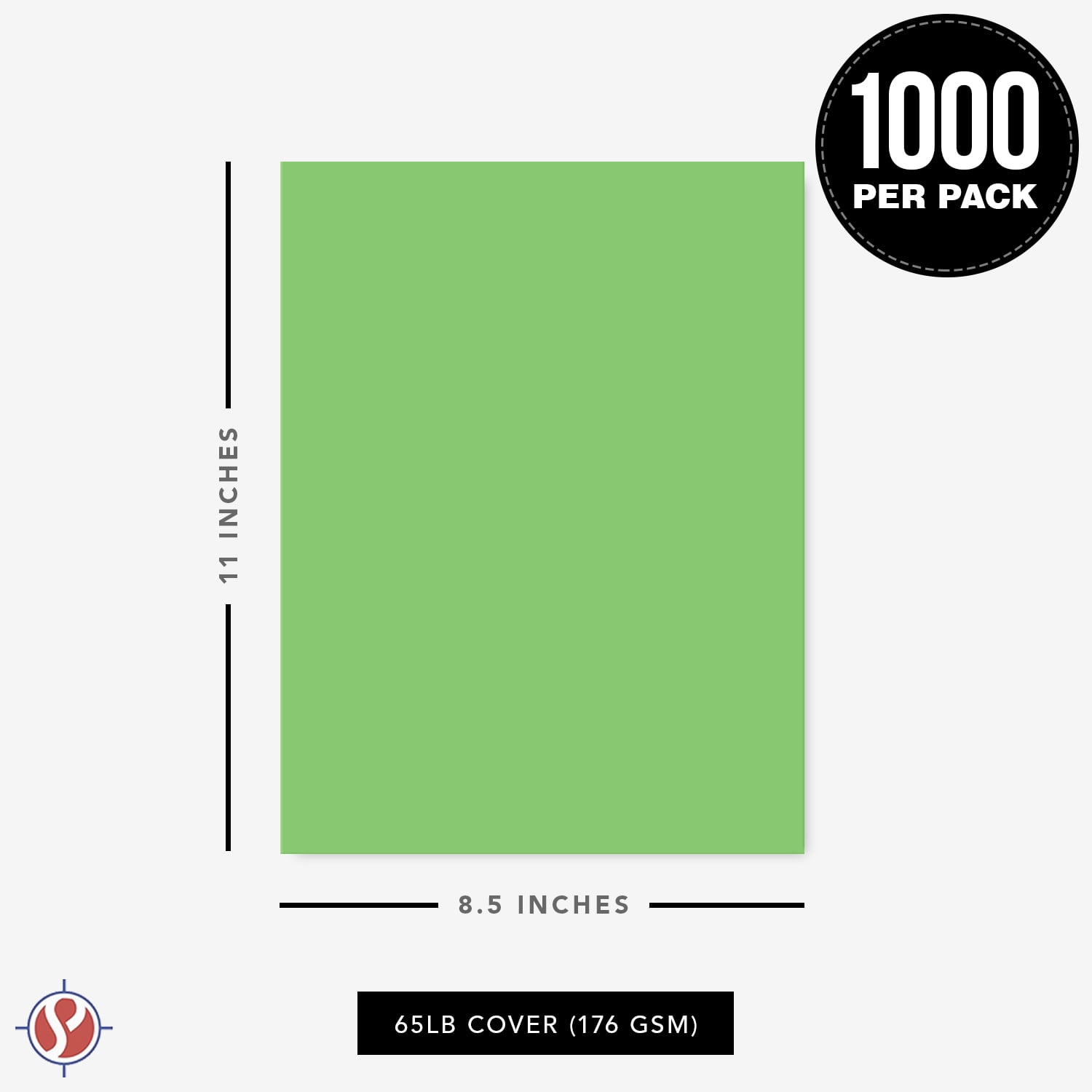 Premium Colored Card Stock Paper | Case of 1000 Sheets | Medium Weight 65lb Cardstock, Perfect for School Supplies, Arts and Crafts | Acid and Lignin Free | 8.5 x 11 Inches | Lime Green