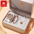 thumbnail image 1 of OLEVS Diamond Quartz Watch for Women Rotation Dial Star Snowflake Design Ladies Dress Wristwatch Bracelet Necklace Gift Box Set, 1 of 1