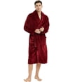 thumbnail image 3 of U2SKIIN Mens Fleece Robe, Soft Warm Long Plush Shawl Collar Fleece Bathrobe(Dark Red, L-XL), 3 of 6