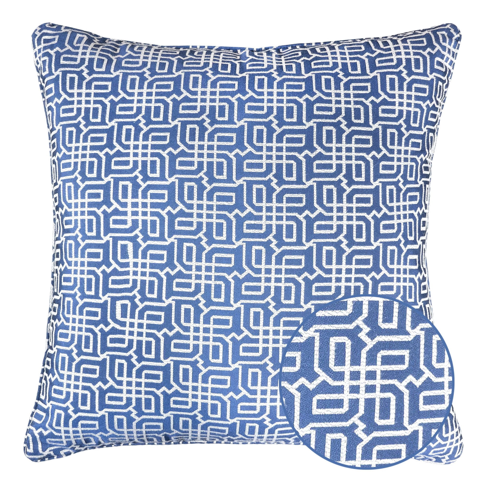 Seana Navy Geometric Polyester 20 in. x 20 in. Throw Pillow (Set of 2)