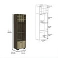 thumbnail image 4 of Depot E-Shop Norway Corner Bar Cabinet With 12 Wine Cubbies, Pull Over Drawer, Glass Rack, And 2 Shelves, Mahogany/ Macadamia, 4 of 5