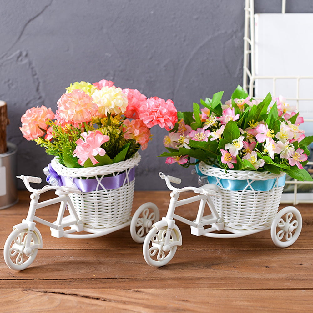 Details about   Rattan Flower Basket Vase Bicycle Model Home Garden Wedding Party Decor New 