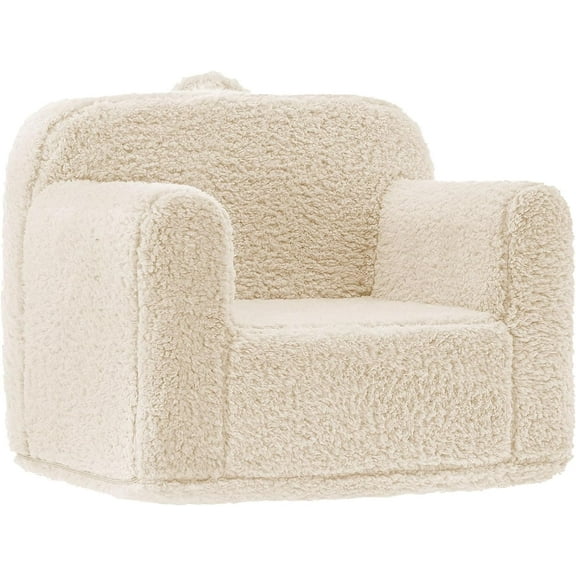 Kids Sherpa Chair, Cuddly Toddler Chair, Kids Foam Sofa Chair with Removable and Washable Cover Carrying Handle, Toddler Armchair for Boys and Girls