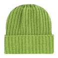 thumbnail image 2 of Wutalume Chunky Rib Knit Beanie for Men and Women, Thick Straight Line Design with Fold-Over Brim, Warm and Versatile Yarn Hat,Green, 2 of 3
