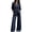 Navy #24, variant on 2 Piece Sets for Women Zip Up Mock Neck Jacket and Wide Leg Pants Tracksuit Regular Breathable Athleisure Outfits ,L