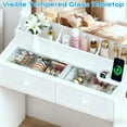 thumbnail image 6 of Zimtown Vanity with Mirror and Light, Makeup Desk  with Charging Station and Storage, Dressing Table with Hair Dryer Rack for Bedroom, White, 6 of 8