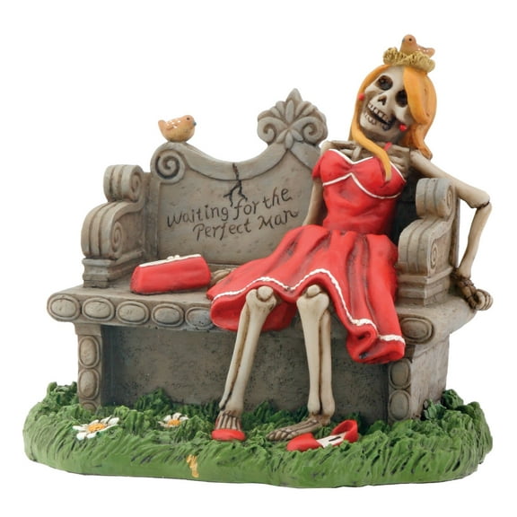 Waiting for Perfect Man Skeleton with Red Dress Display Figurine