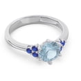 thumbnail image 3 of 2.20 Ct Round Shape Aquamarine & Blue Sapphire Gemstone Stunning Ring for Birthday Gift 14K White Gold Size 11 by Diamond-Capitals, 3 of 7