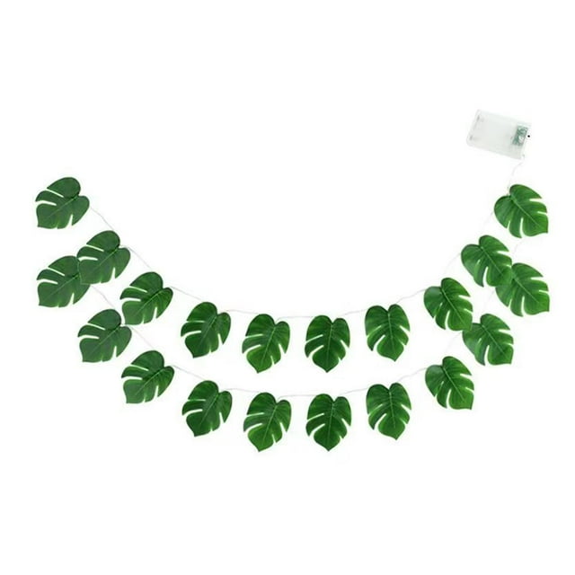 Guirnalda de luces de hojas verdes, decoración de hojas colgantes tropicales para Luau Con intermitente 20LED