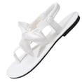 thumbnail image 3 of Kojanyu Women's Bow Knot T-Strap Flat Sandals Open Toe Summer Casual Beach Walking Thong Shoes PU Leather Slip On Footwear, 3 of 10