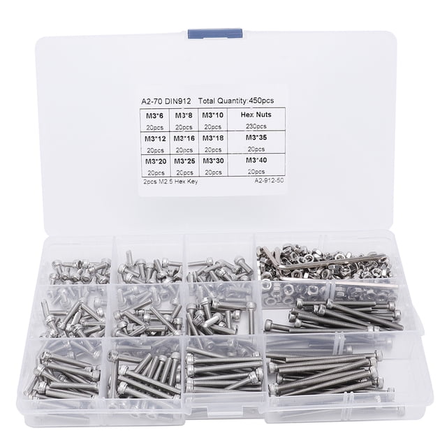 Tornillo de Acero inoxidable Jadeshay 450 piezas M3 con cabeza hueca hexagonal