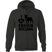 I Love My French Bulldog Pet Lover Dog Graphic Hoodies Xlarge Dark Grey
