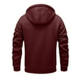 thumbnail image 6 of Vividxx Men's Jacket Solid Color Hooded Jacket With Pockets Drawstring Warm Zip Up Outerwear Coat For Casual Winter Long Sleeve, 6 of 6