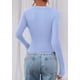 thumbnail image 5 of Crop Top PRETTYGARDEN Mujer Manga Larga Cuello en V Azul Claro, 5 of 8