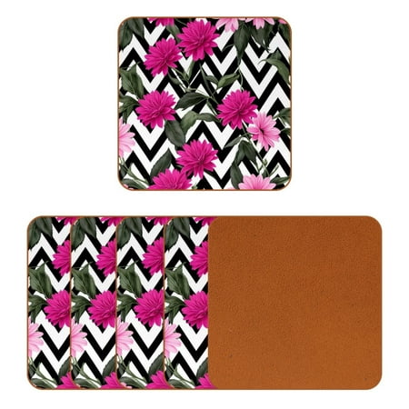 

YZUOUZY Coasters Coffee Table Decor Set of 6 Square Coffee Table Coasters Beautiful Peony Blossom Abstract