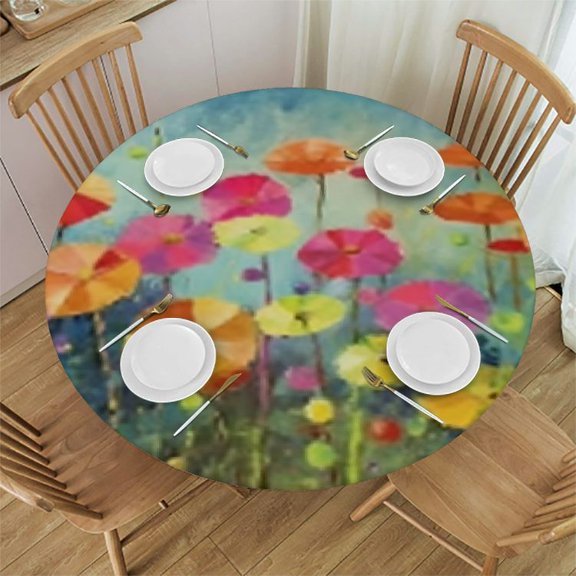 Tablecloth Fitted Table Cloth with Elastic Edge for Table Elastic Table Cover Wipeable